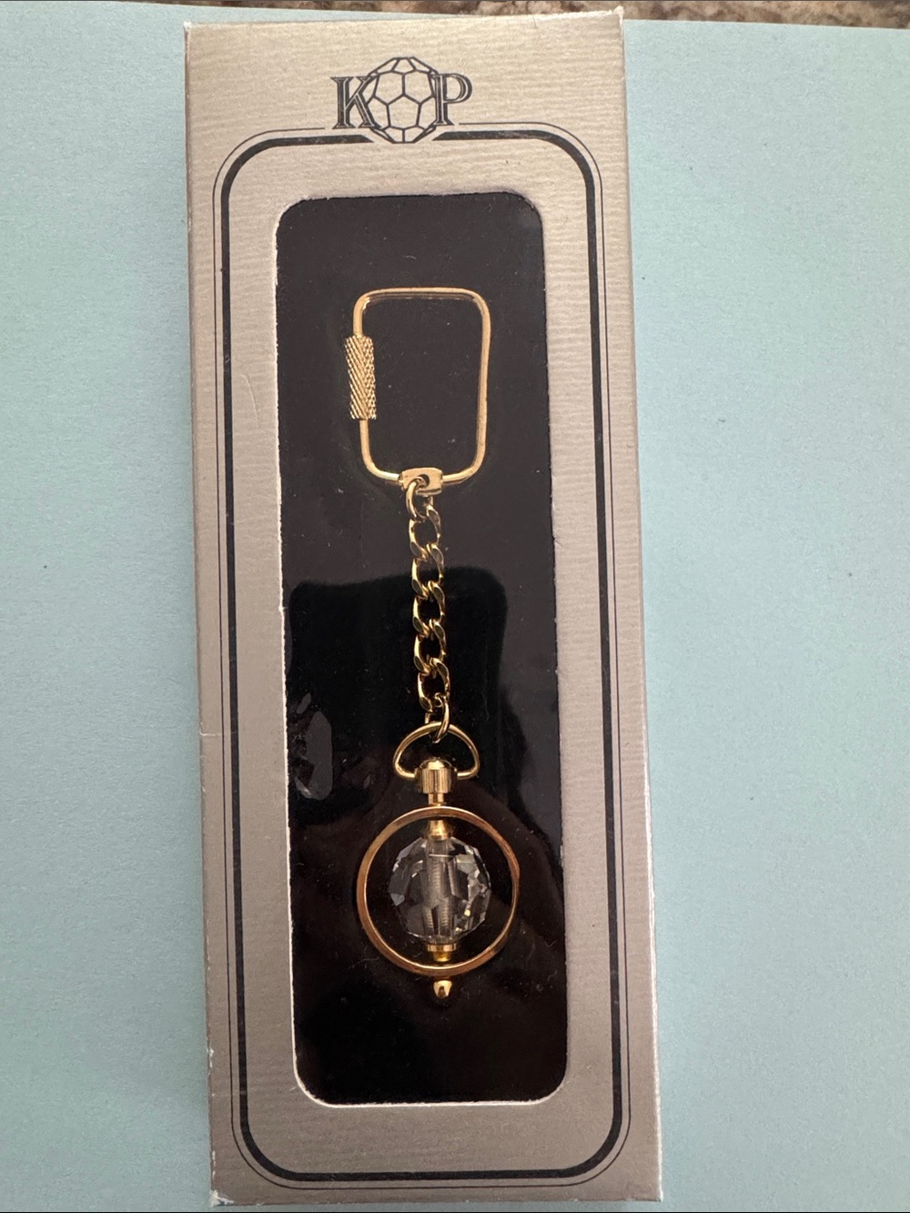 OP Gold Keychain with Clear Crystal Accent